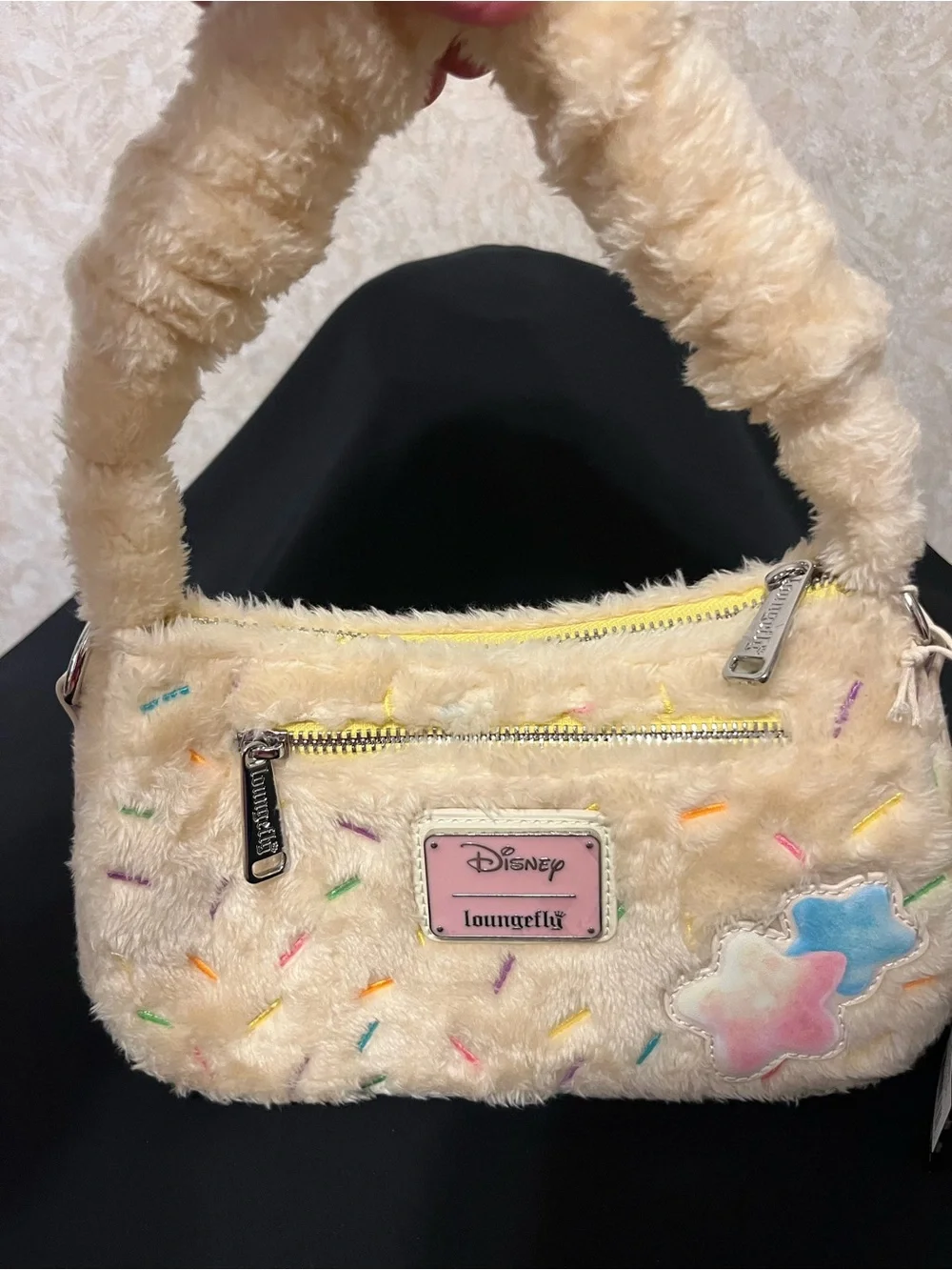 Disney Cream Plush Character Handbag with Pastel Stitching